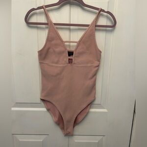 Topshop pink ribbed tank bodysuit. Size 6. Ballerina/blush pink. Very nice!